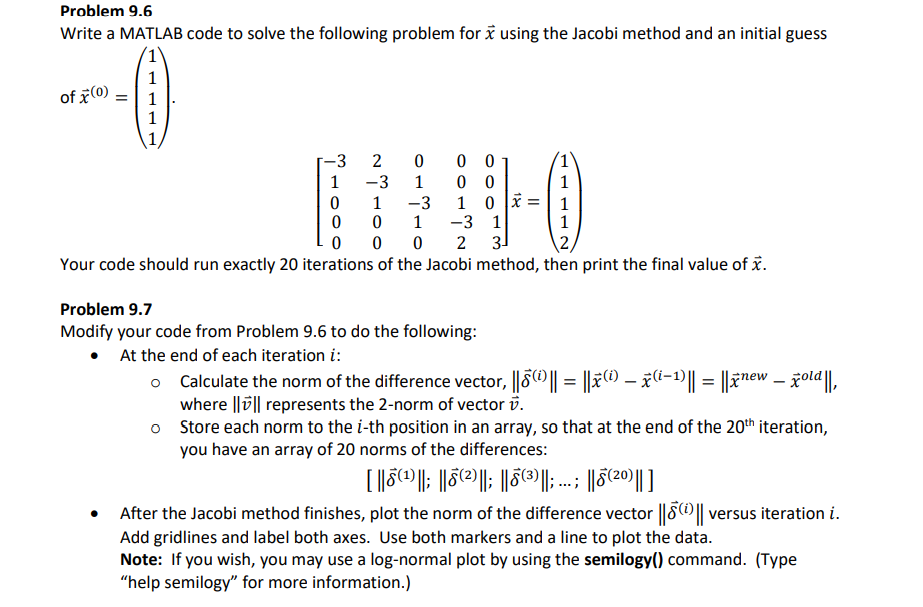 Problem 9.6 Write a MATLAB code to solve the | Chegg.com