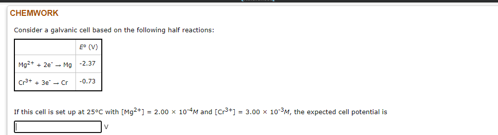 Solved Consider a galvanic cell based on the following half | Chegg.com