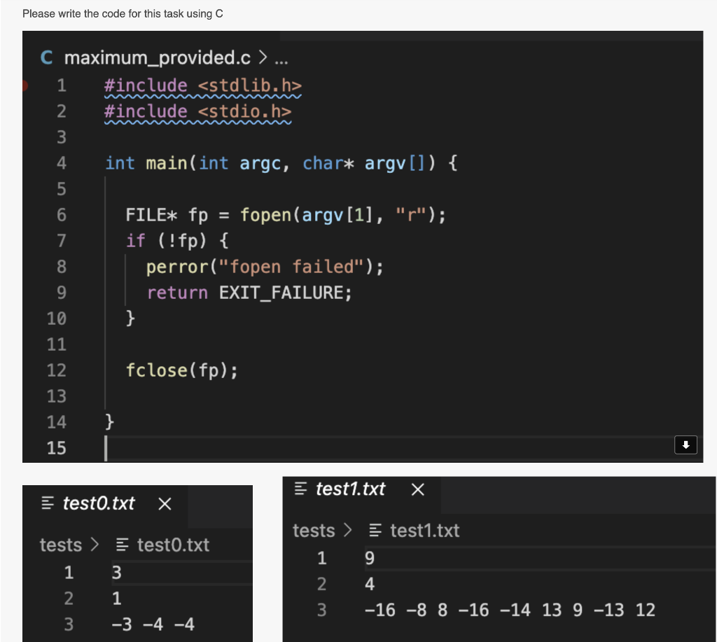 Solved Provide output from the code using the given test | Chegg.com