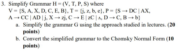 3 Simplify Grammar H V T P S Where V S A Chegg Com
