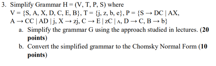 Solved 3 Simplify Grammar H V T P S Where V S Chegg Com