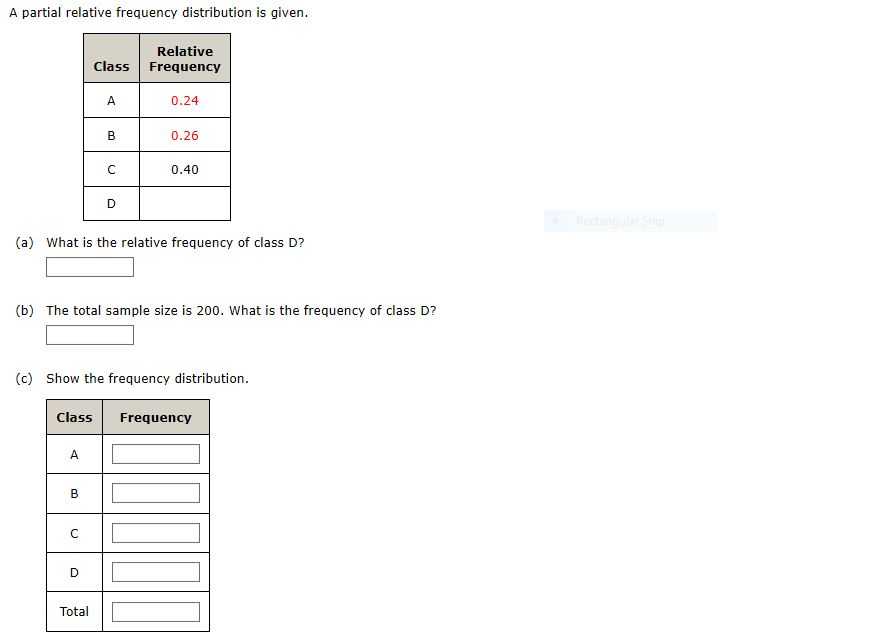 Solved A partial relative frequency distribution is given. | Chegg.com