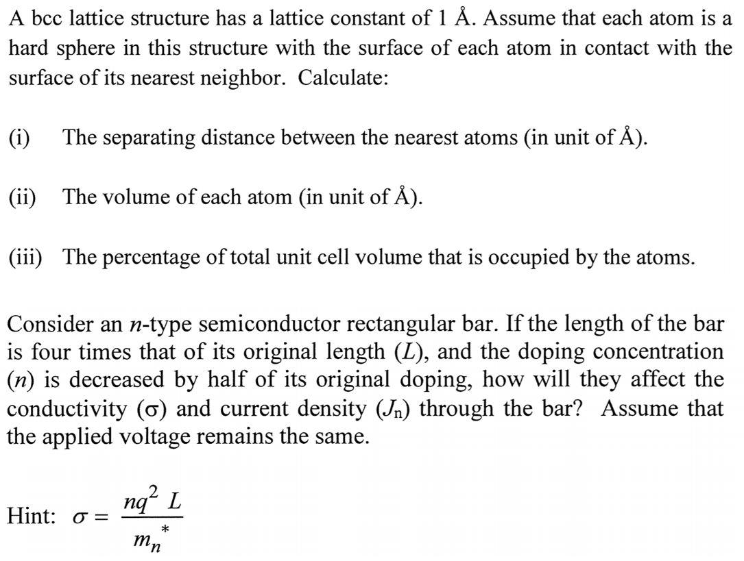 Solved A c Lattice Structure Has A Lattice Constant Of Chegg Com