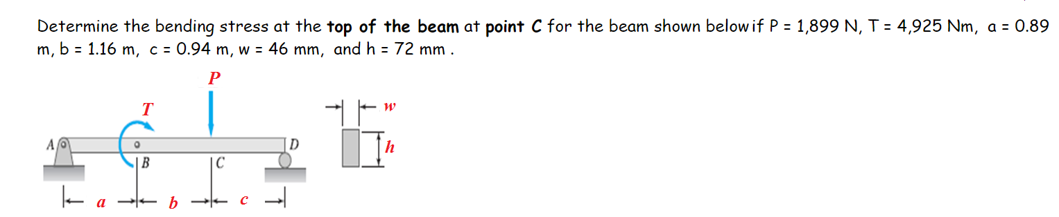 Solved Determine the bending stress at the top of the beam | Chegg.com