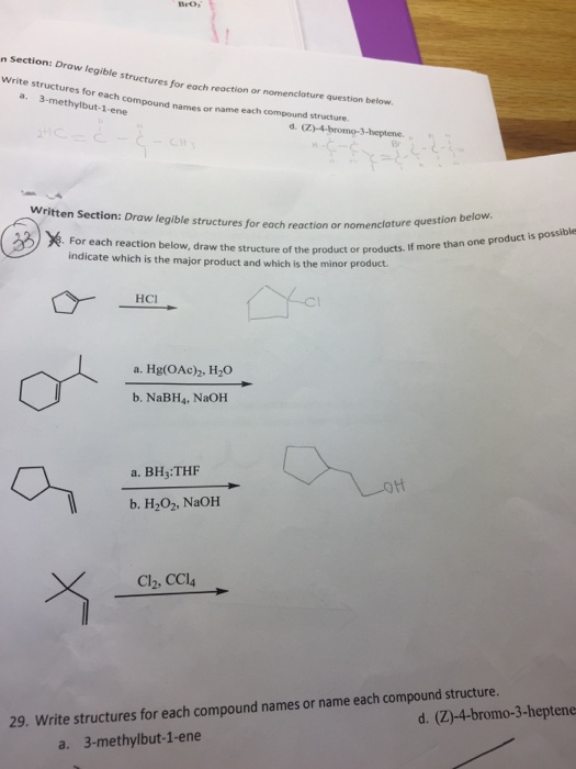 Solved For Each Reaction Below, Draw The Structure Of The | Chegg.com ...