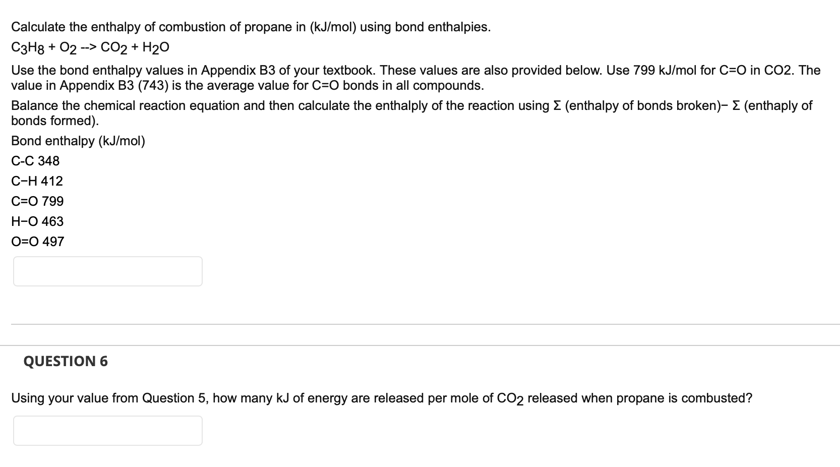 Solved Calculate the enthalpy of combustion of propane in | Chegg.com