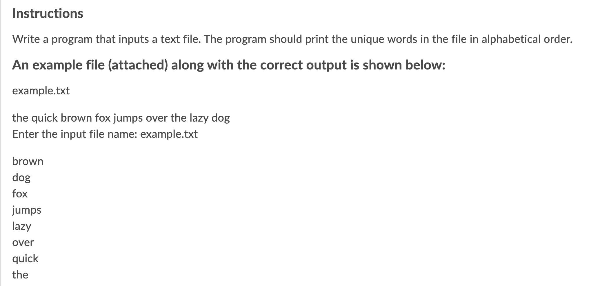 Solved Instructions Write a program that inputs a text file. | Chegg.com