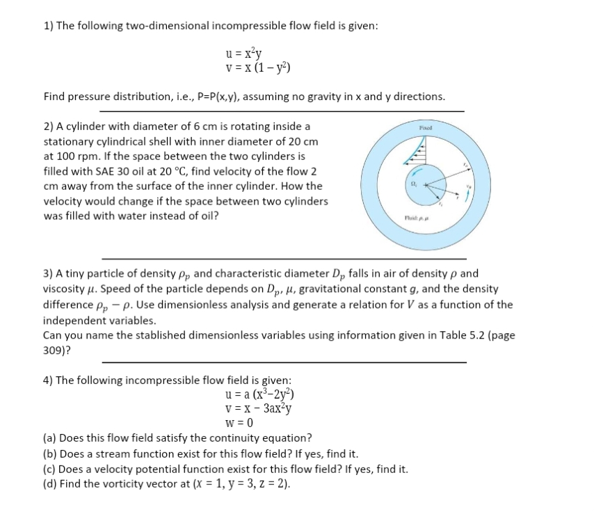 Solved 1) The Following Two-dimensional Incompressible Flow | Chegg.com