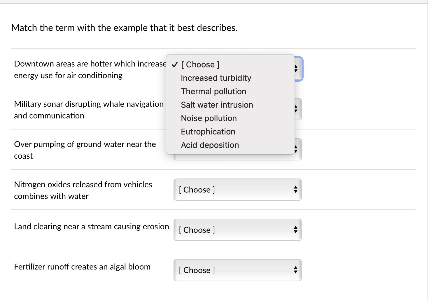 Solved Which of the following would not cause oxygen levels | Chegg.com