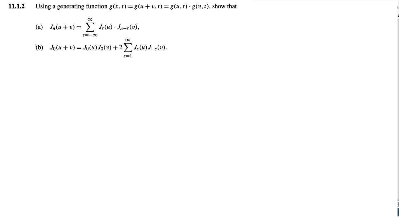 Solved 11 1 2 Using A Generating Function G X T G U V Chegg Com