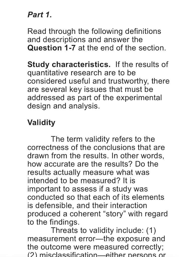 Solved Part 1. Read through the following definitions and | Chegg.com