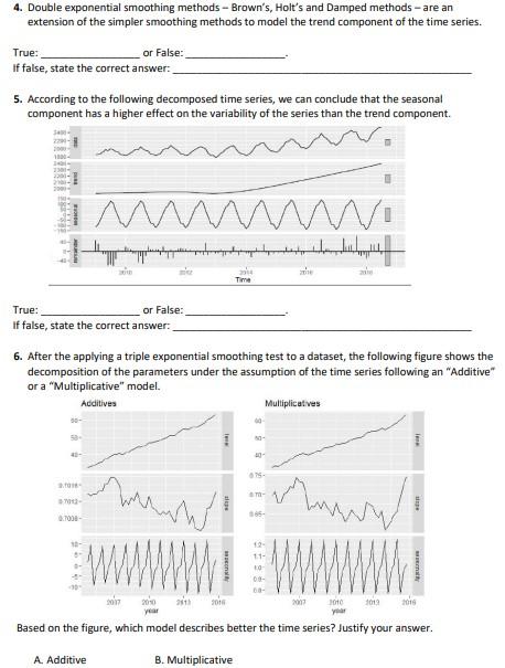 Solved 4. Double Exponential Smoothing Methods - Brown's, 