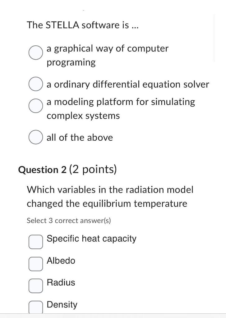 The STELLA software is ... a graphical way of | Chegg.com
