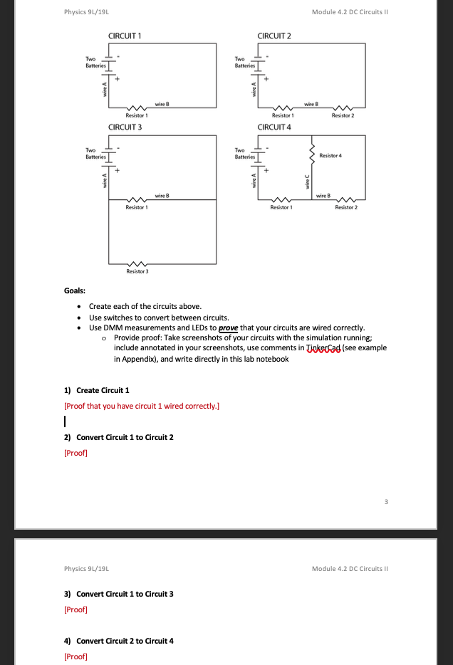 Physics 9L/19L Module 4.2 DC Circuits II CIRCUIT 1 | Chegg.com