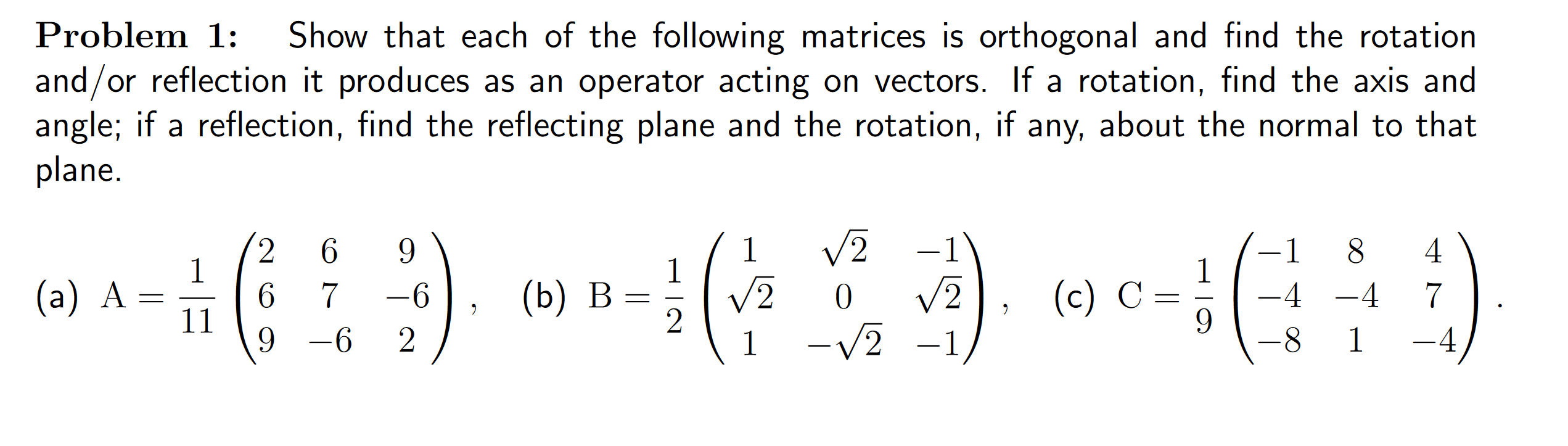 Solved Problem 1: Show that each of the following matrices | Chegg.com