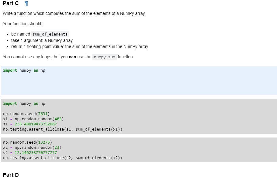 Solved Part 1 Write a function which computes the sum of the