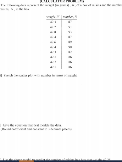 Solved PROBLEM) The following data represent the weight (in | Chegg.com