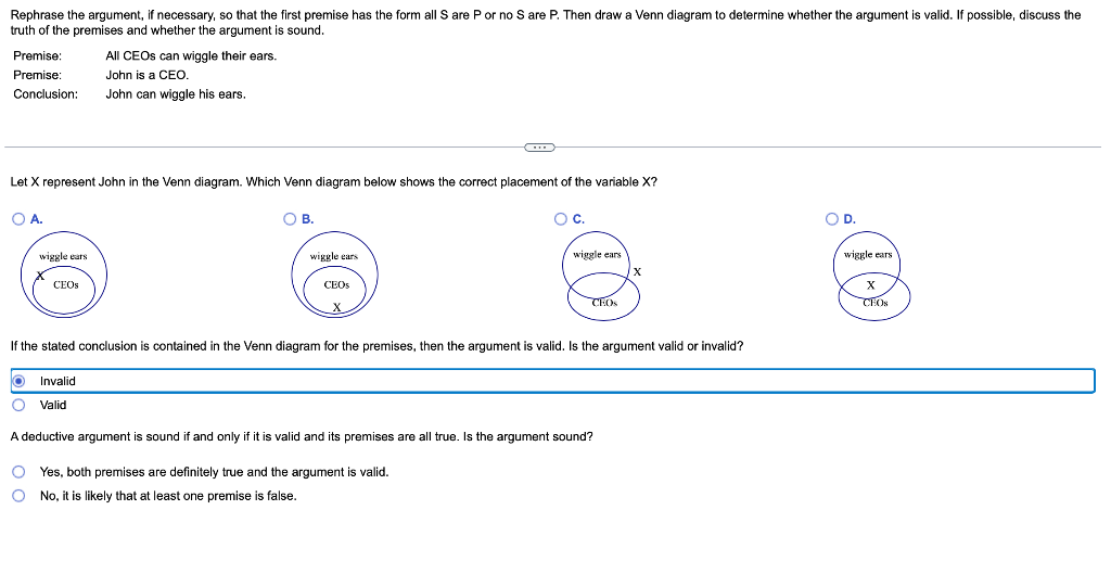 Solved Rephrase the argument, if necessary, so that the