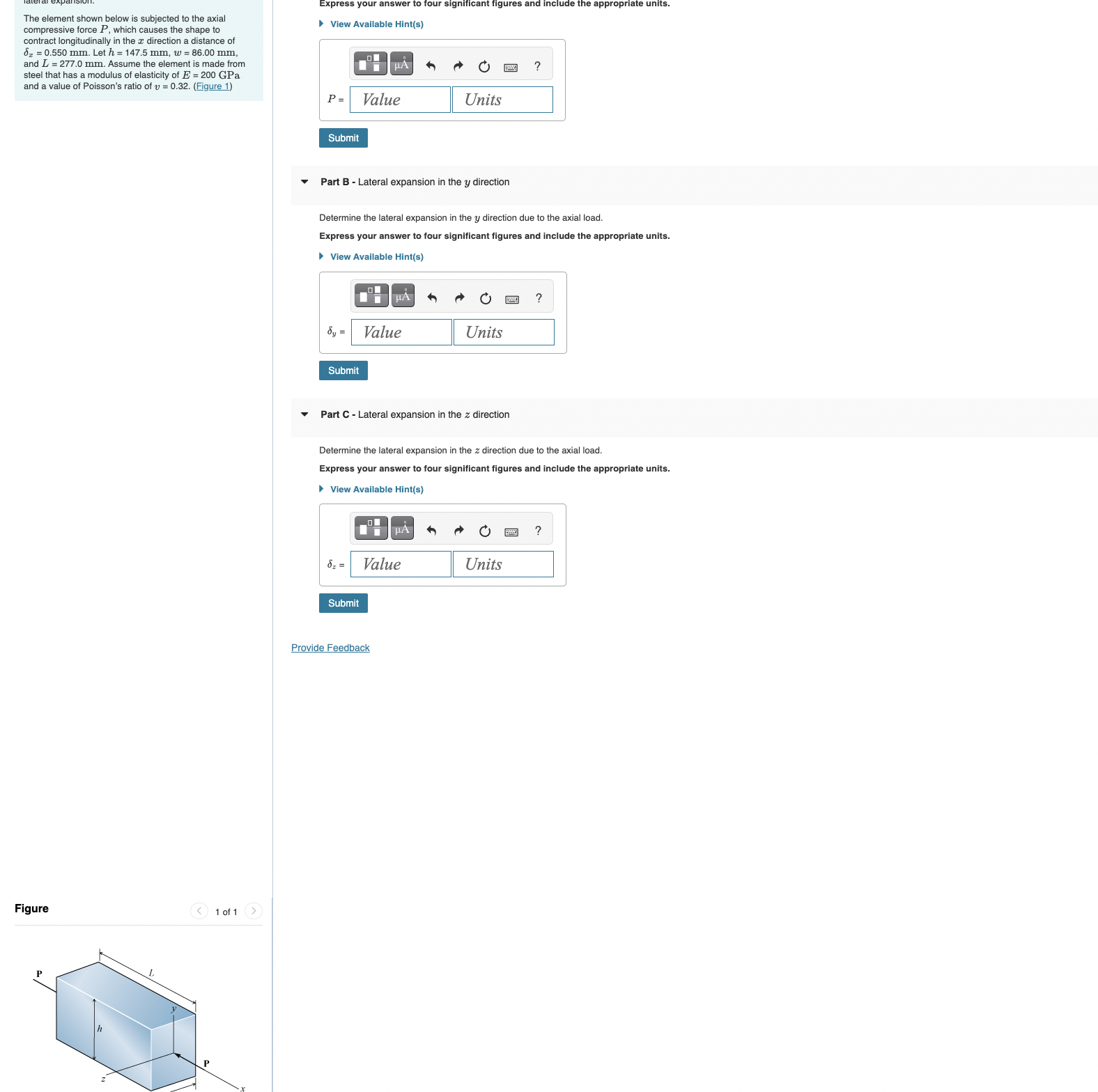 Solved The element shown below is subjected to the axial | Chegg.com