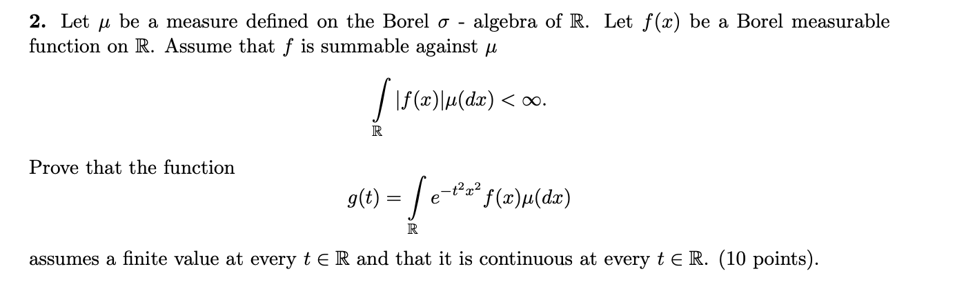 Solved 2. Let U Be A Measure Defined On The Borel O - | Chegg.com