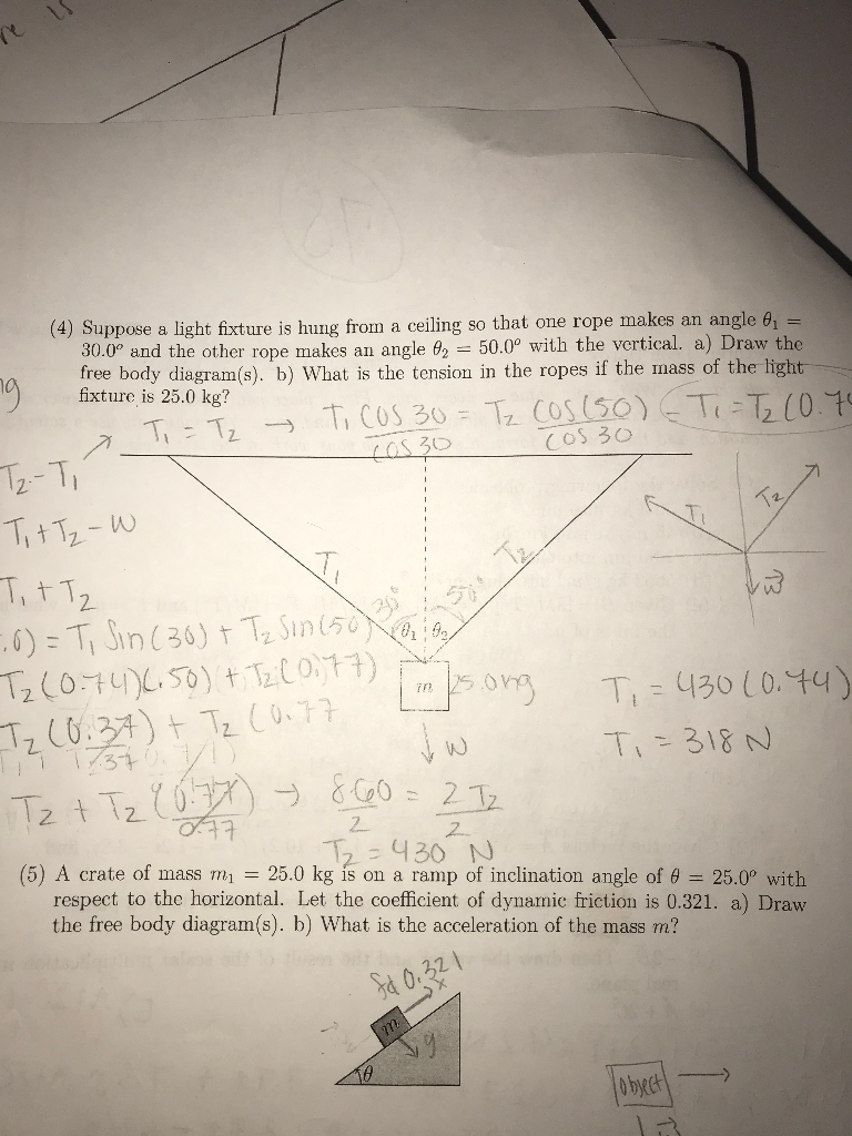 Solved Is Re 4 Suppose A Light Fixture Is Hung From A C Chegg Com