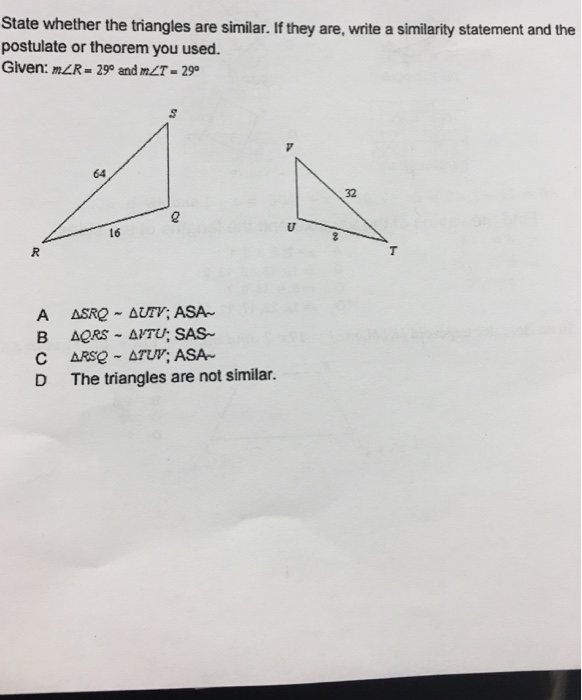 Solved State Whether The Triangles Are Similar If They Are 8071