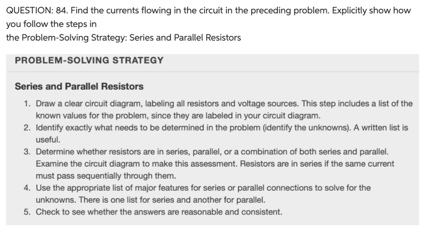 Solved QUESTION: 84. Find the currents flowing in the | Chegg.com