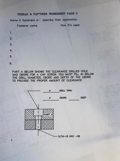 Solved SCREW THREAD WORKSHEET NAME WHAT IS THE OF THREADS | Chegg.com