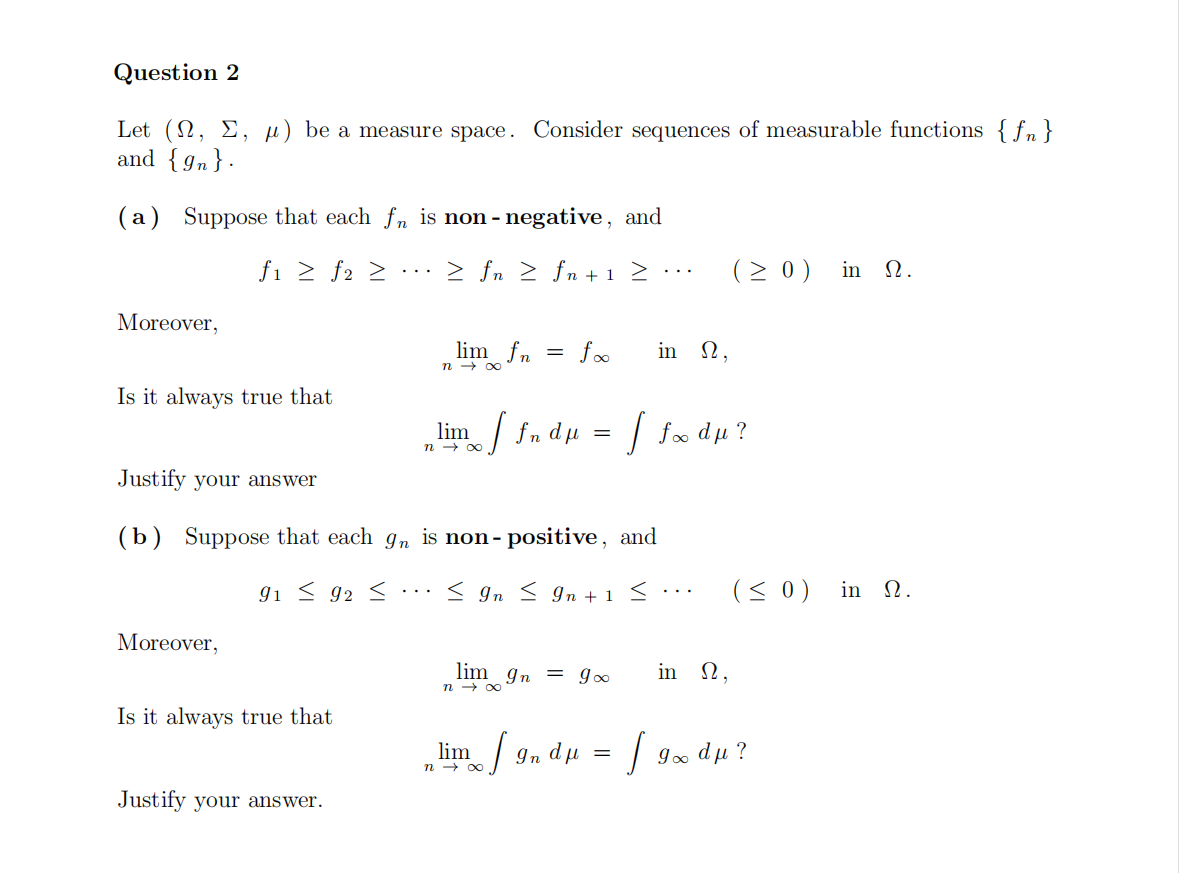 Solved Let (Ω,Σ,μ) be a measure space. Consider sequences of | Chegg.com