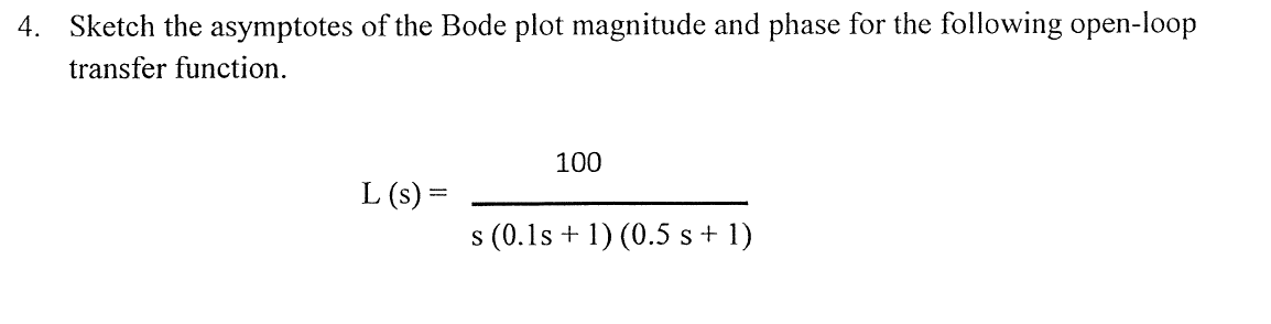 Solved 4. Sketch The Asymptotes Of The Bode Plot Magnitude | Chegg.com