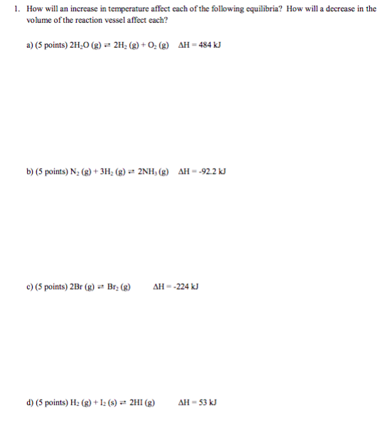 Solved 1. How will an increase in temperature affect each of | Chegg.com