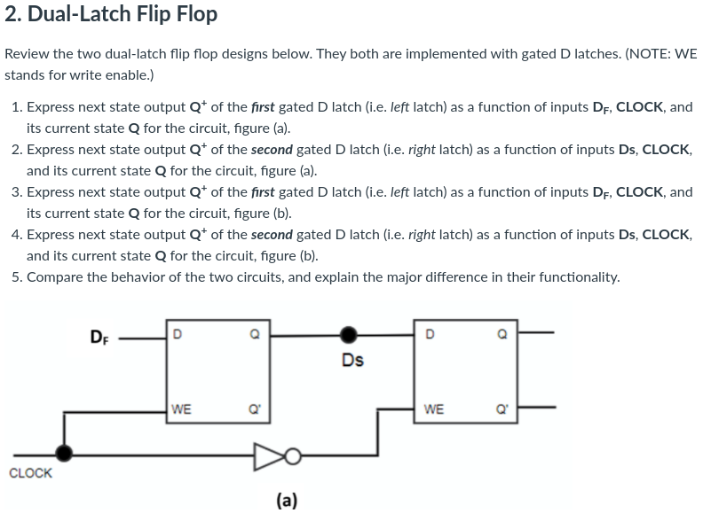 Solved 2. Dual-Latch Flip Flop Review the two |