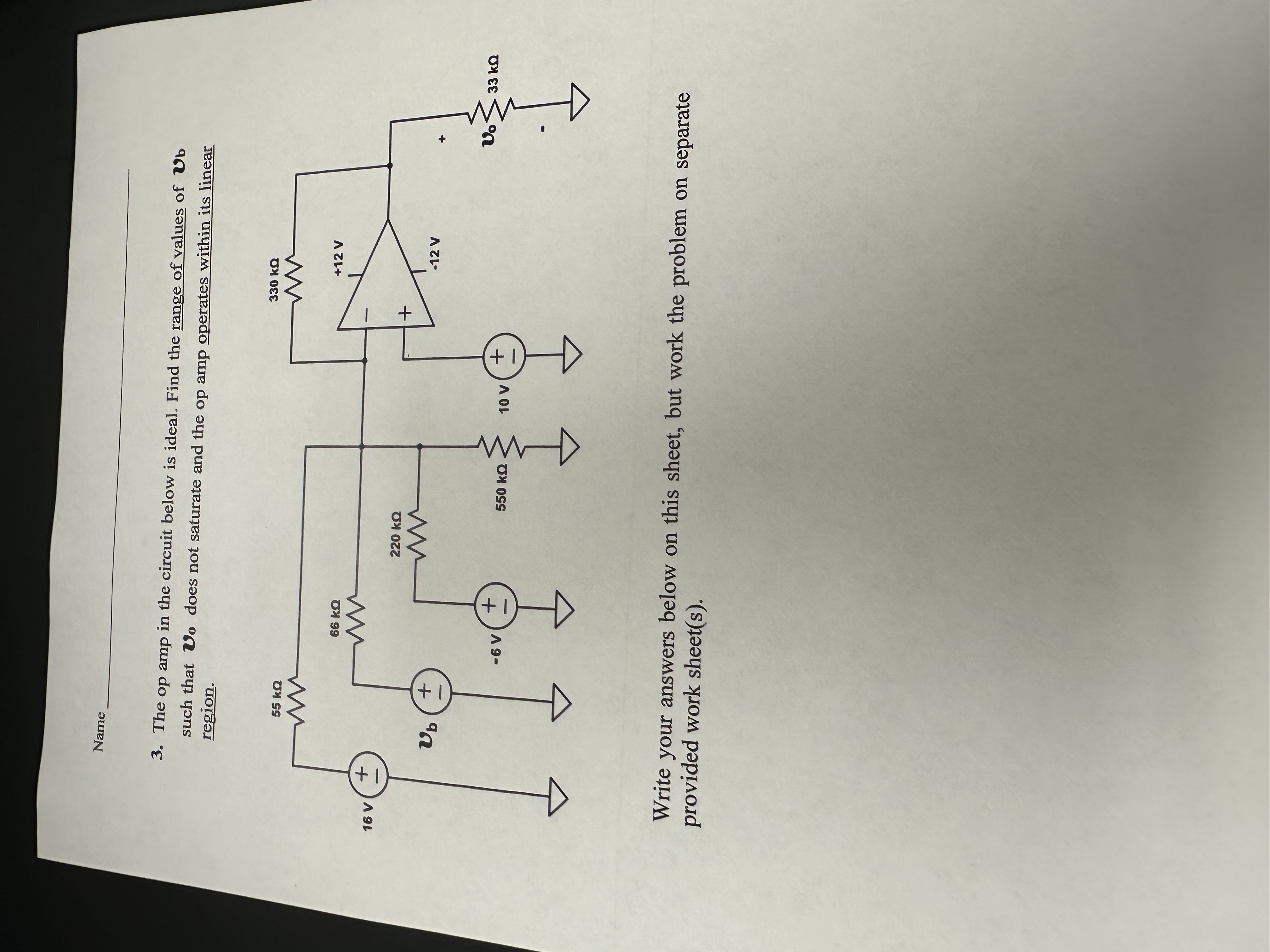 Solved 3. The op amp in the circuit below is ideal. Find the | Chegg.com