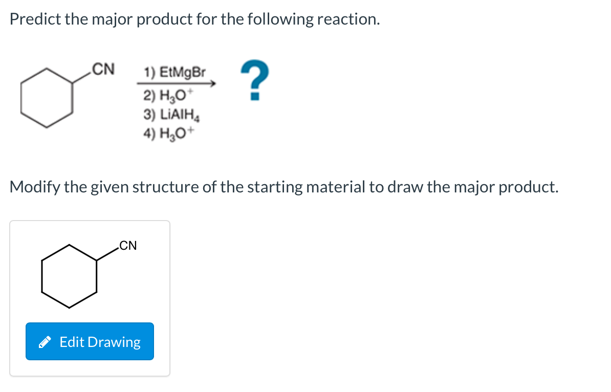 Solved Predict the major product for the following reaction