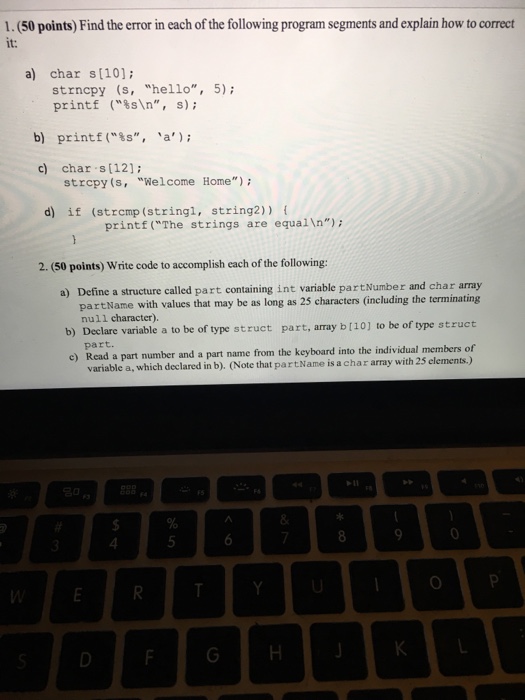 Solved Find the error in each of the following program | Chegg.com
