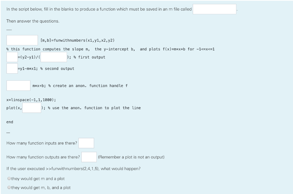 Solved In the script below, fill in the blanks to produce a | Chegg.com