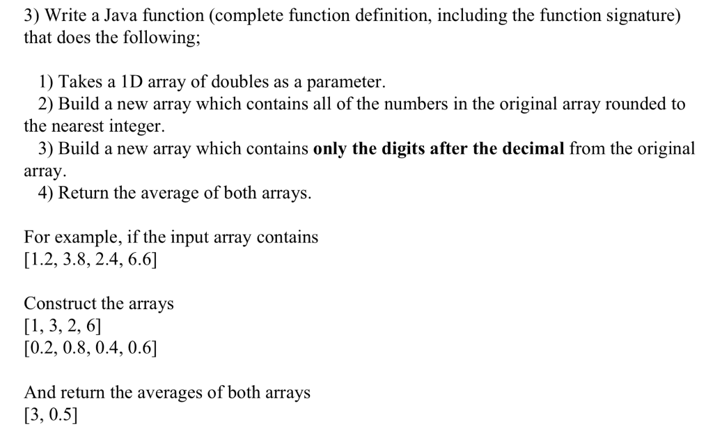 Solved 3) Write a Java function (complete function | Chegg.com