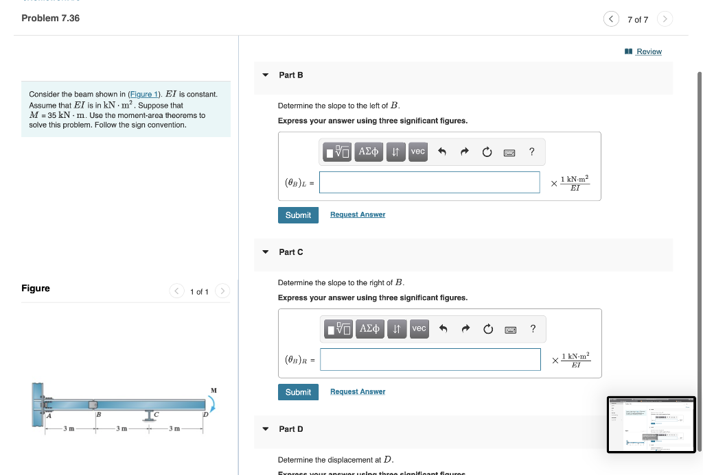 Solved Problem 7.36 Consider the beam shown in (Figure 1). | Chegg.com