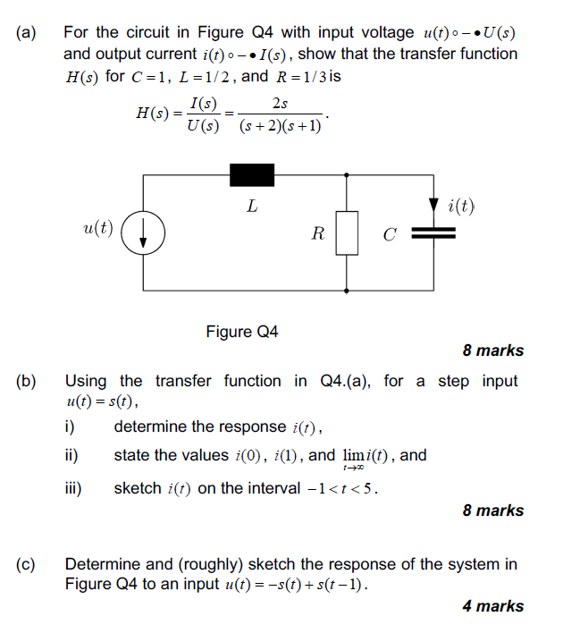 Solved (a) For the circuit in Figure Q4 with input voltage | Chegg.com