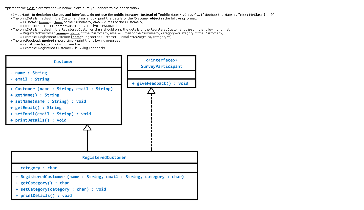 Solved Implement the class hierarchy shown below. Make sure | Chegg.com
