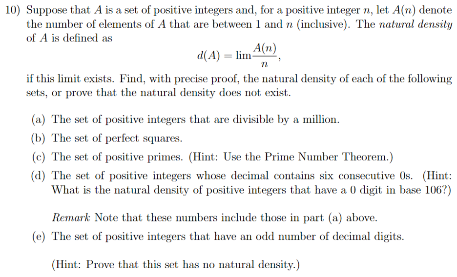 Solved 0) Suppose that A is a set of positive integers and, | Chegg.com