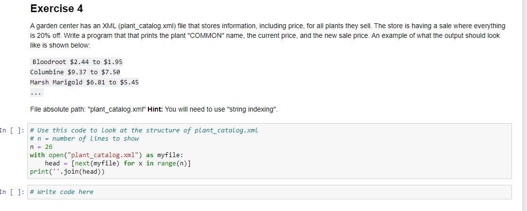 Exercise 4 A garden center has an XML | Chegg.com