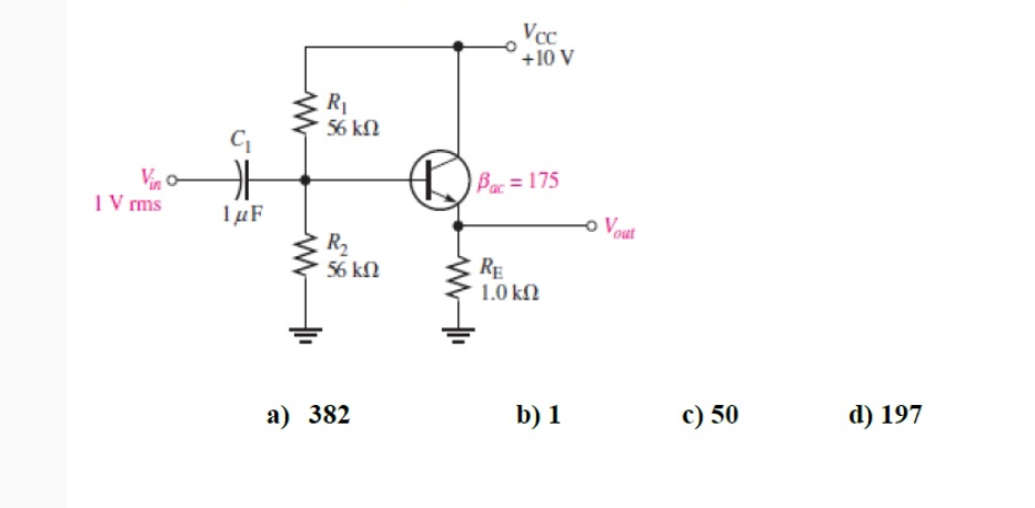 Solved Find the voltage gain in the circuit below. Which | Chegg.com