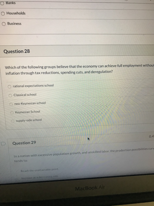 Solved Banks O Households Business Question 28 Which of the