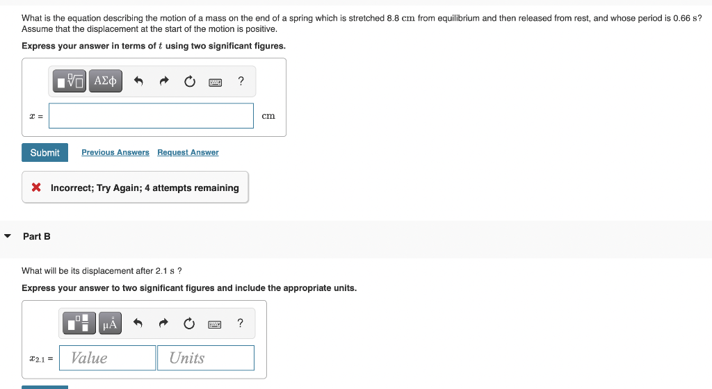 Solved What is the equation describing the motion of a mass | Chegg.com