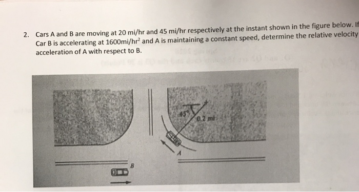 solved-2-cars-a-and-b-are-moving-at-20-mi-hr-and-45-mi-hr-chegg