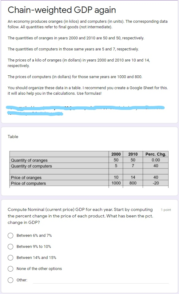 Solved Chain-weighted GDP Again An Economy Produces Oranges | Chegg.com