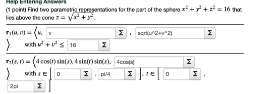 Solved Help Entering Answers 1 Point Find Two Parametric Chegg Com