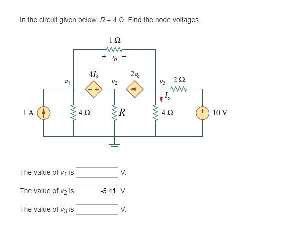 Solved In the circuit given below, R : 4 Ω. Find the node | Chegg.com