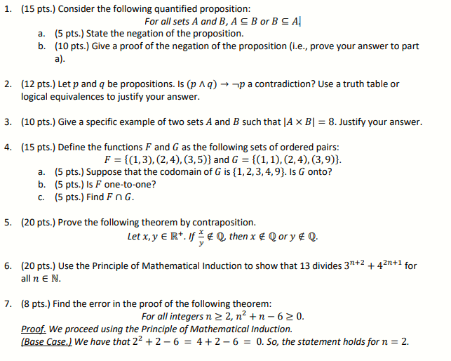 1 15 Pts Consider The Following Quantified Chegg Com